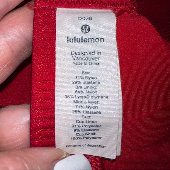Lululemon All Powered Up Carnation Red Sports Bra 38DD Medium Support - Picture 3 of 7